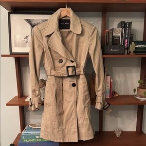 Zara Tan Trench Coat Classic Double-Breasted Design
